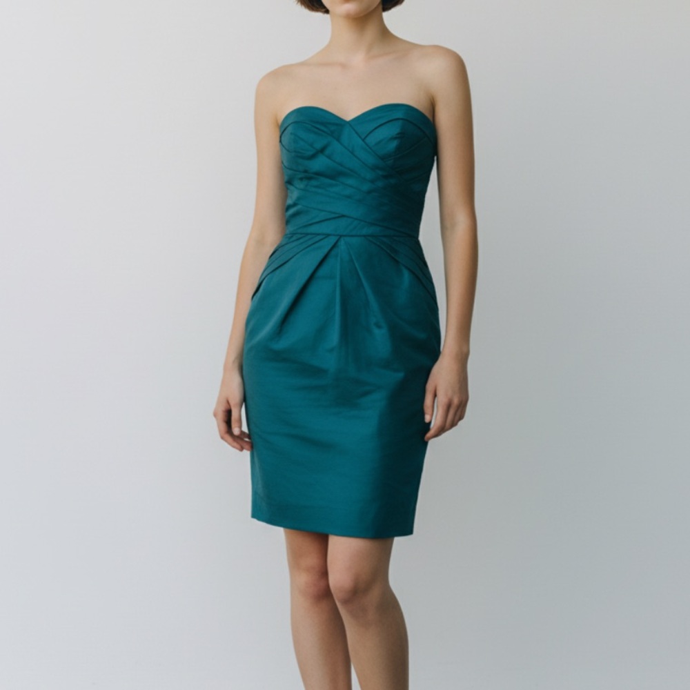 Silk BR Monogram Banana Republic Green Blue Gem Strapless Cocktail Dress New